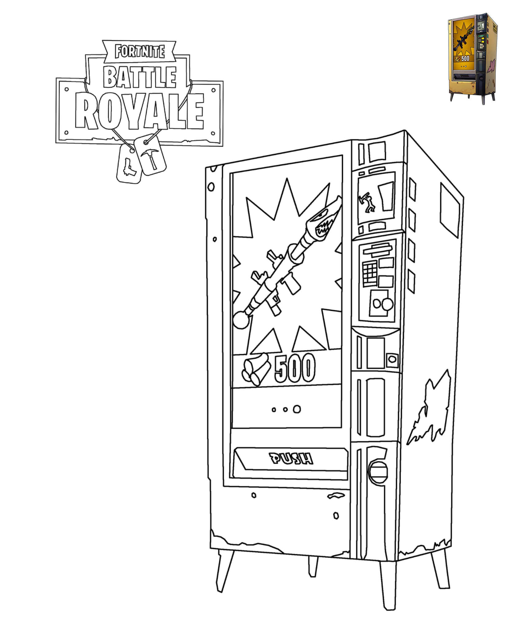Coloriage Fortnite Vending Machine - Fortnite à imprimer