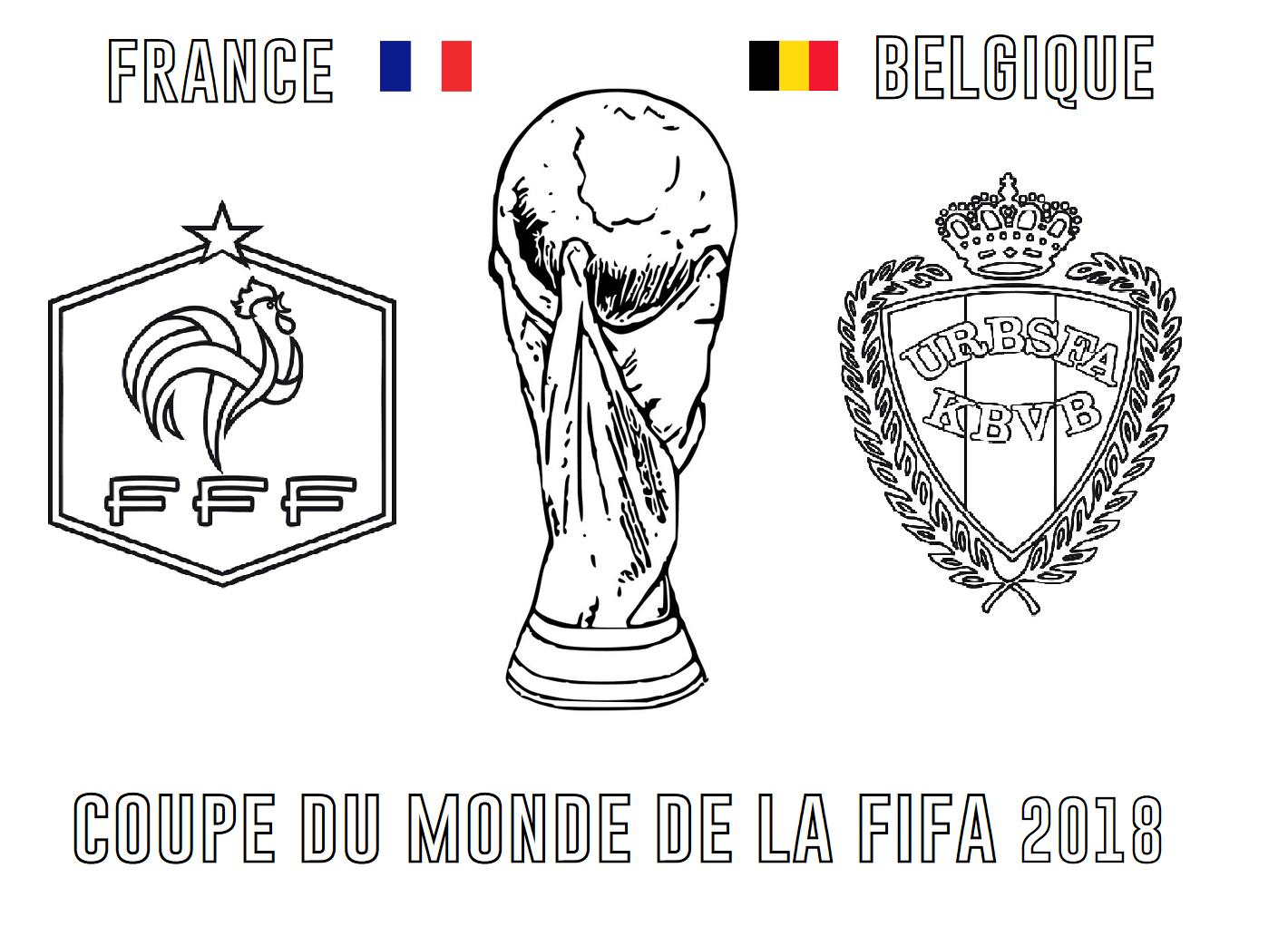 Coloriage France affrontant la Belgique 2018 - Foot à imprimer