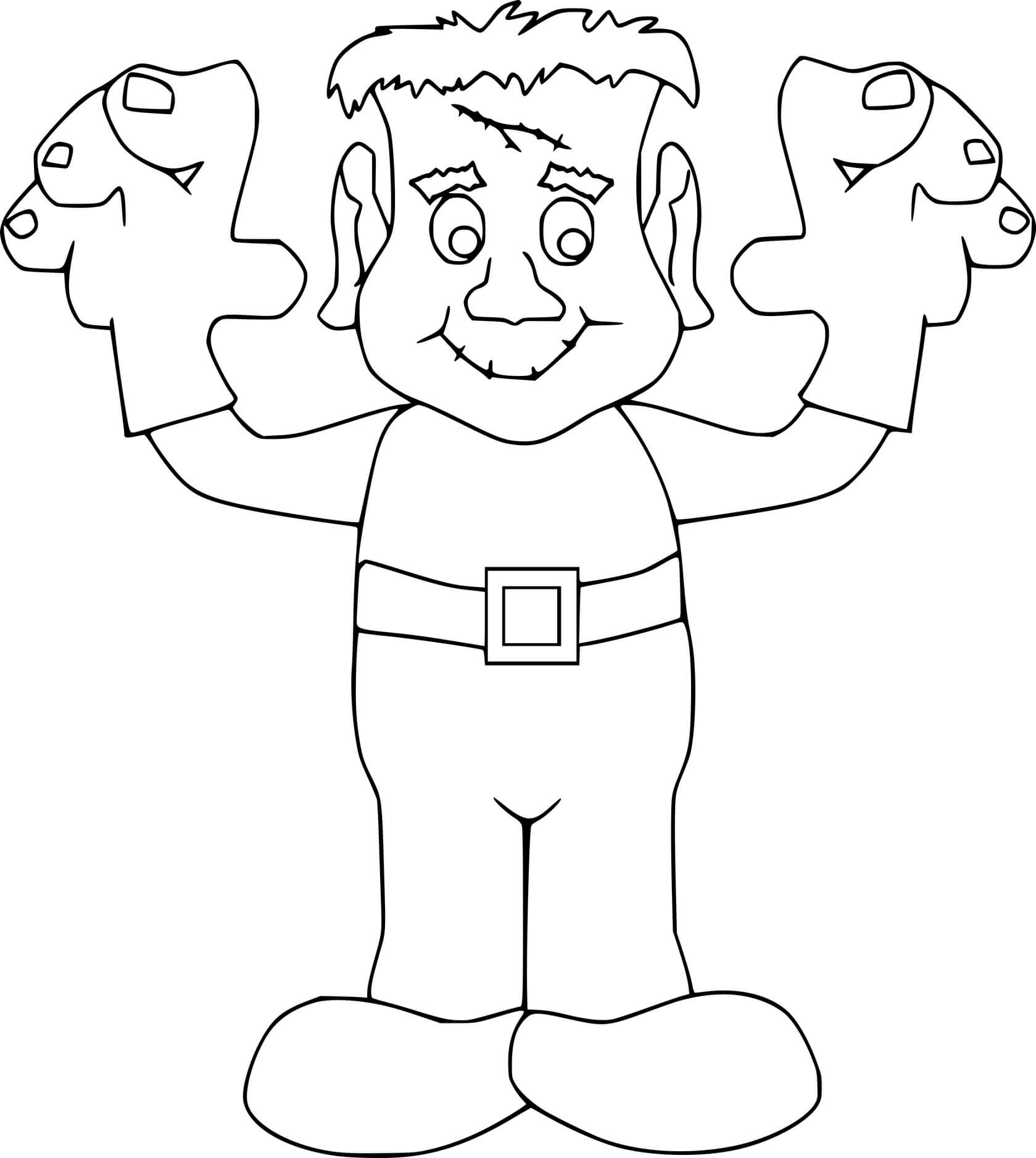 Coloriage Frankenstein Avec Des Gants Qui Font Peur - Frankenstein à imprimer