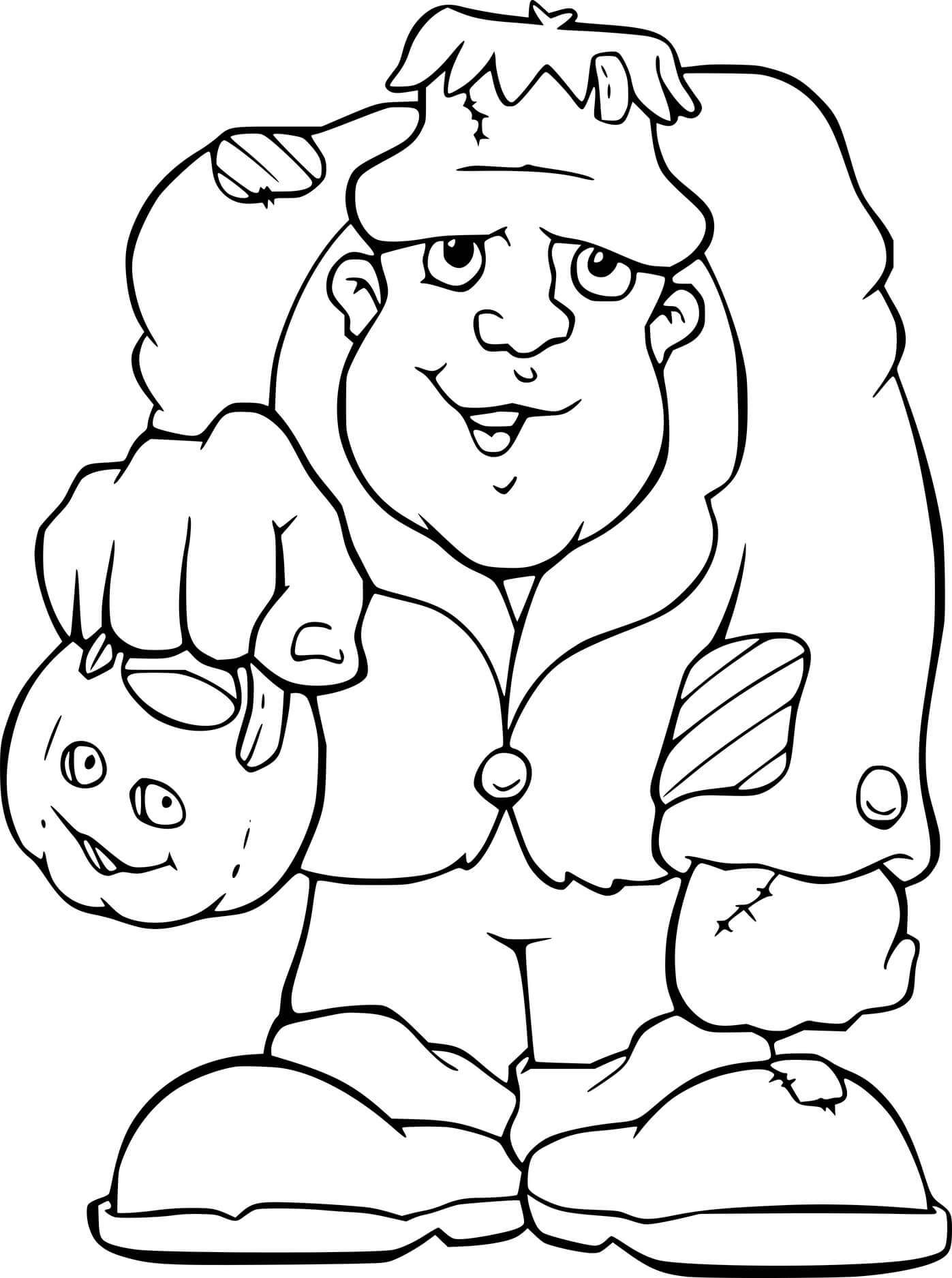 Coloriage Frankenstein Tient Un Sac De Citrouille - Frankenstein à imprimer