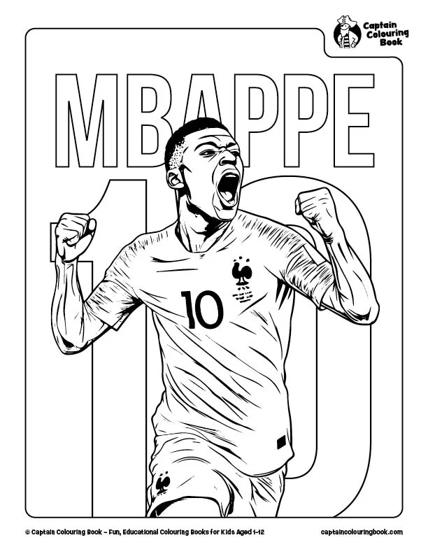 Coloriage Free Kylian Mbappe Football Colouring Page Download By Captain Colouring Book Jpg - Mbappé à imprimer