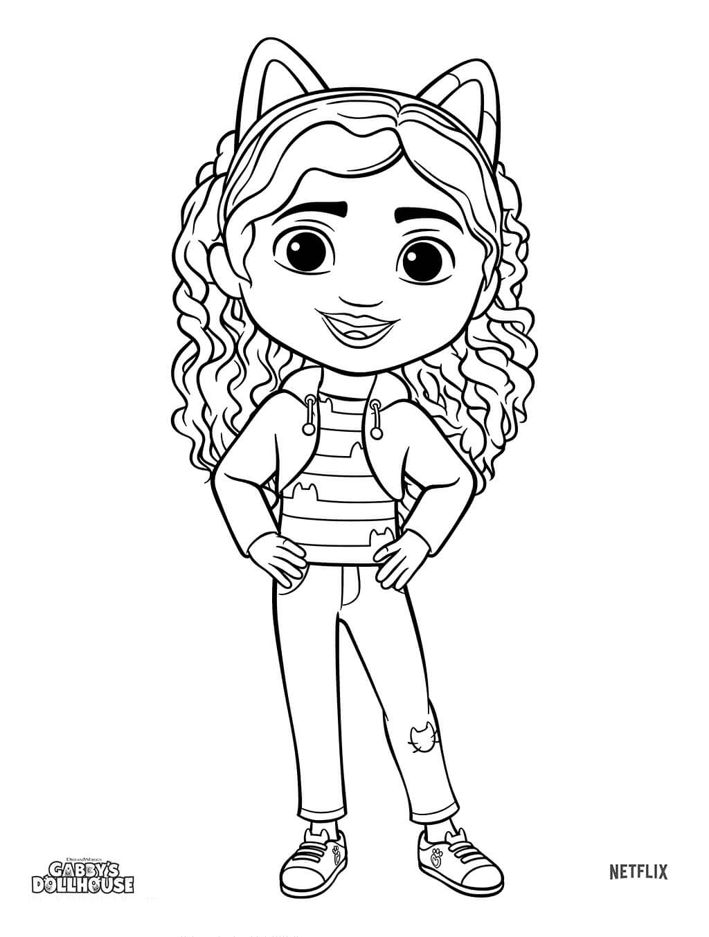 Coloriage Gabby Fille Curieuse Et Adore Explorer La Maison De Poupée - Gabby chat à imprimer