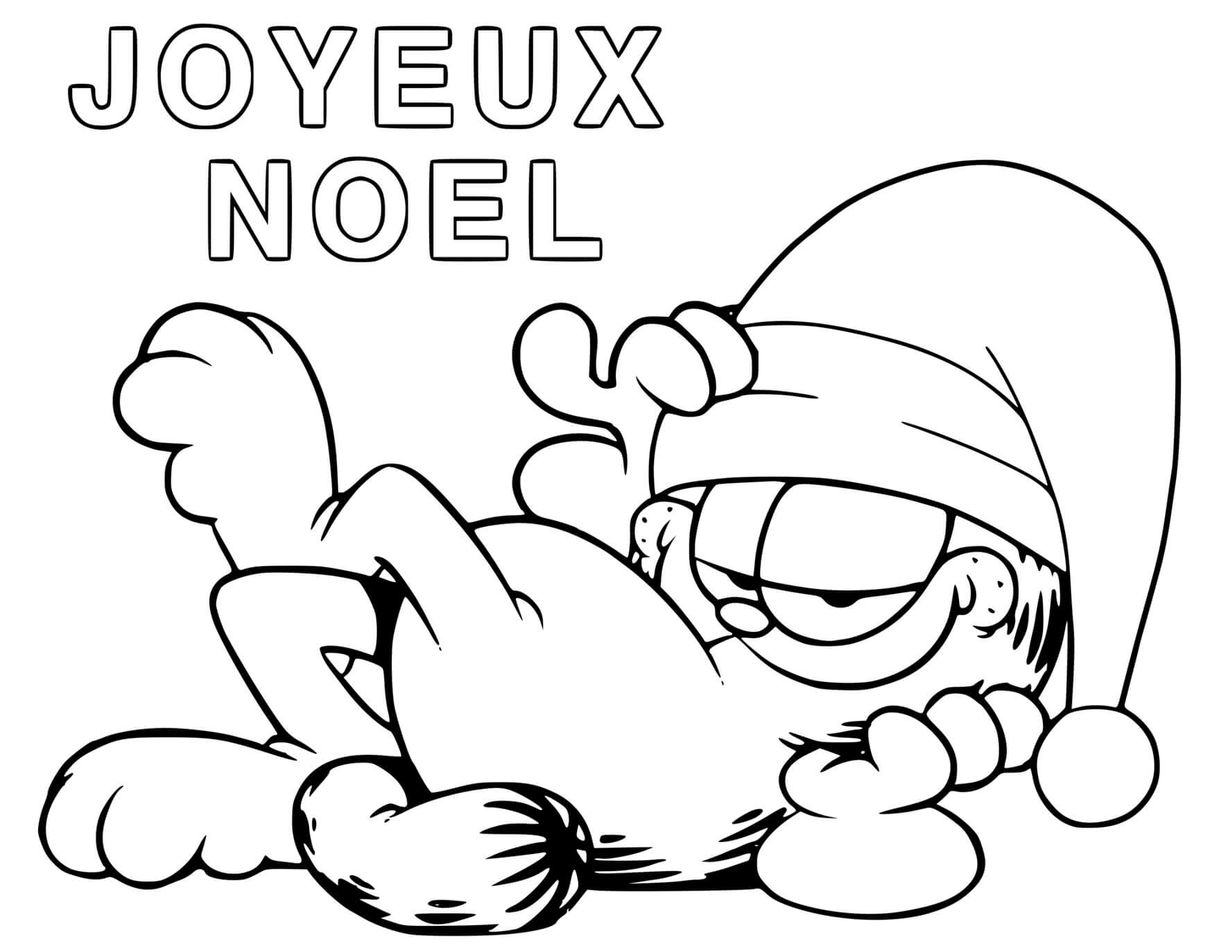 Coloriage Garfield Joyeux Noël - Garfield à imprimer