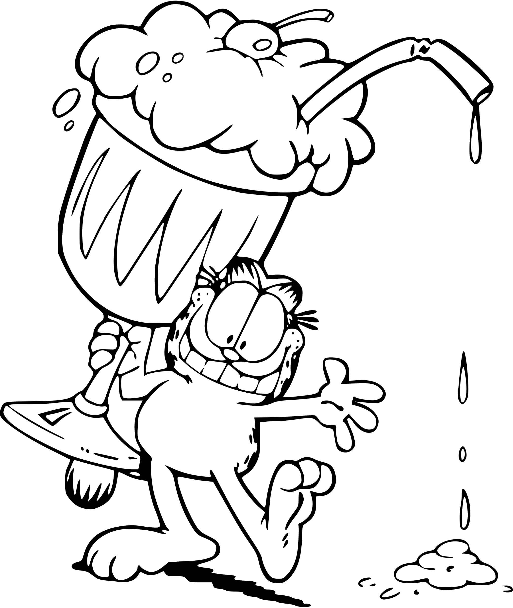 Coloriage Garfield Avec Un Verre Geant - Garfield à imprimer