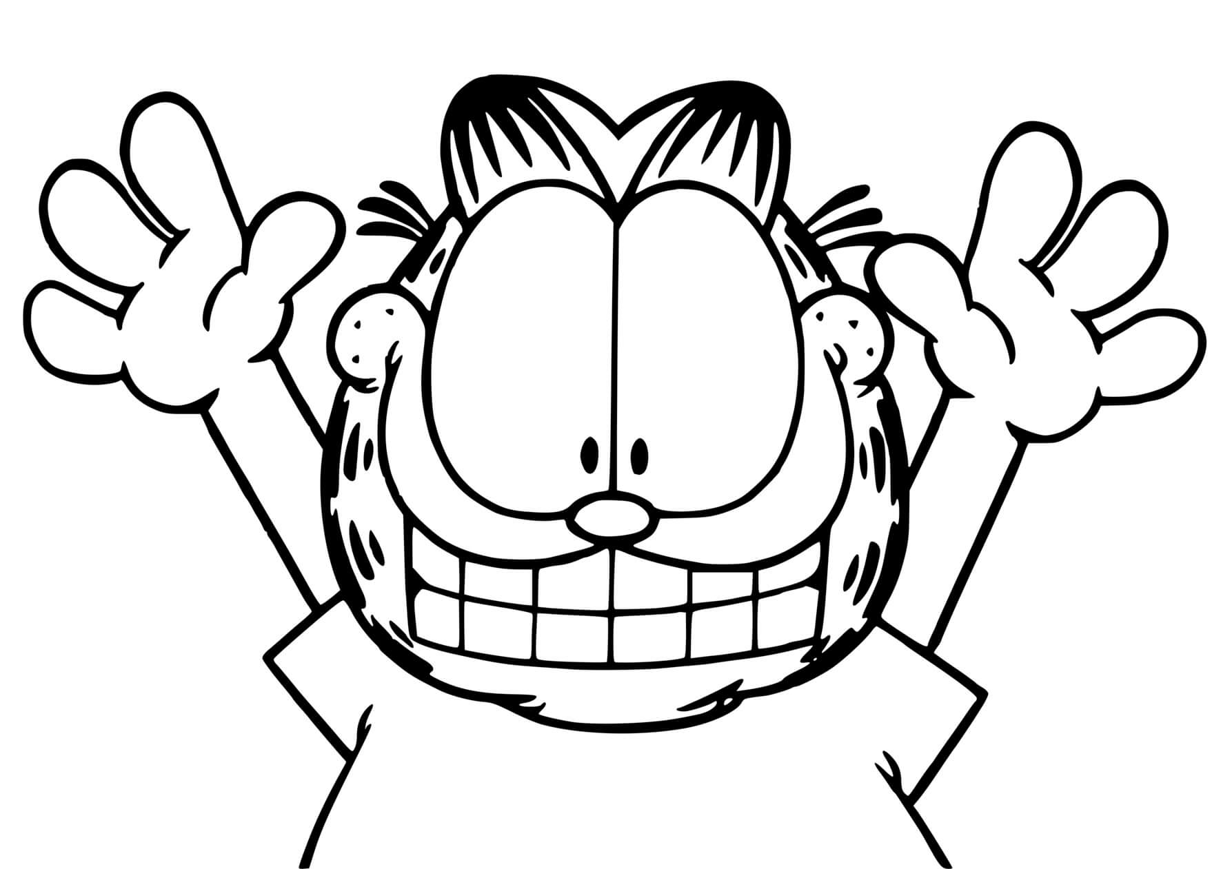 Coloriage Garfield Est Tout Joyeux Chat - Garfield à imprimer
