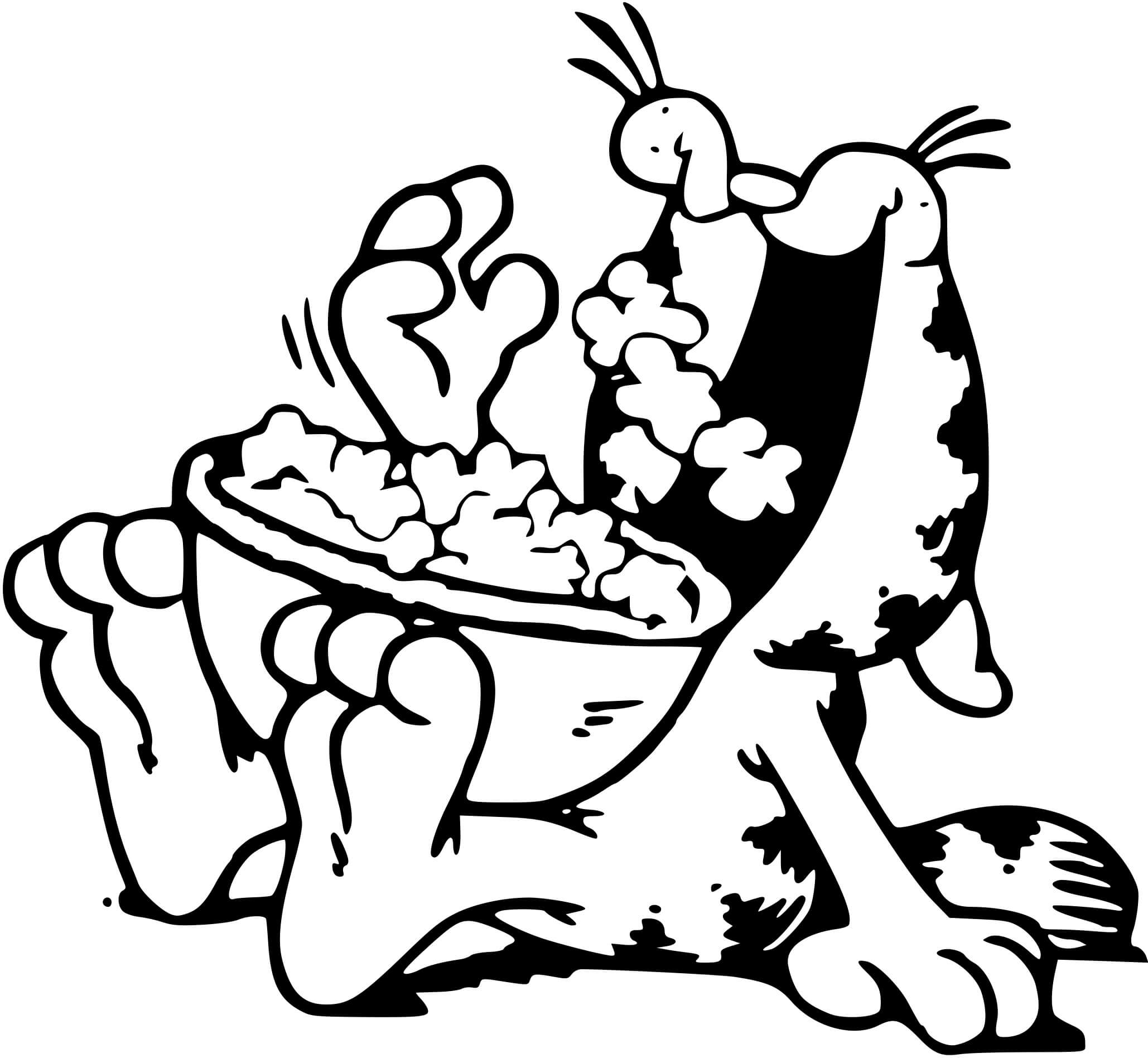 Coloriage Garfield Mange Du Popcorn - Garfield à imprimer