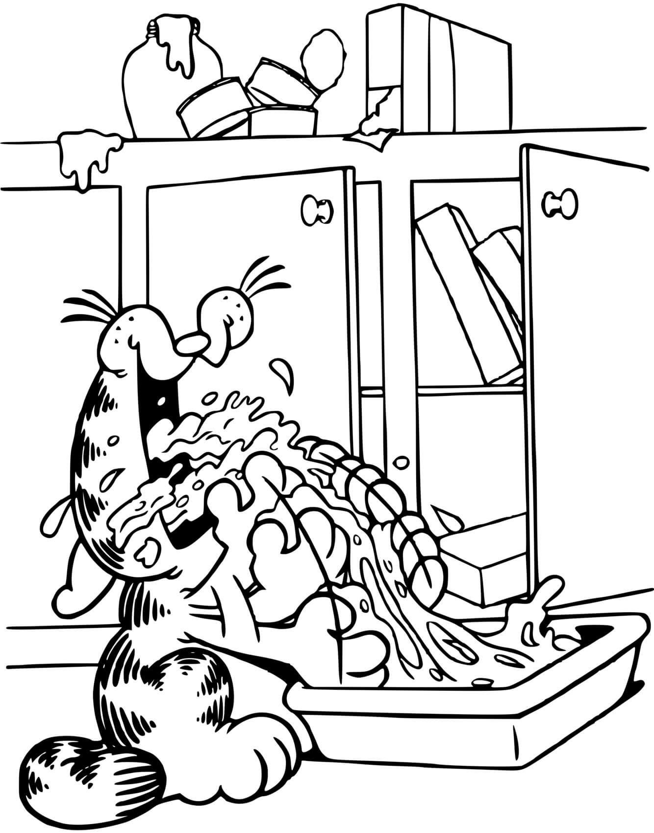 Coloriage Garfield Se Goinfre - Garfield à imprimer