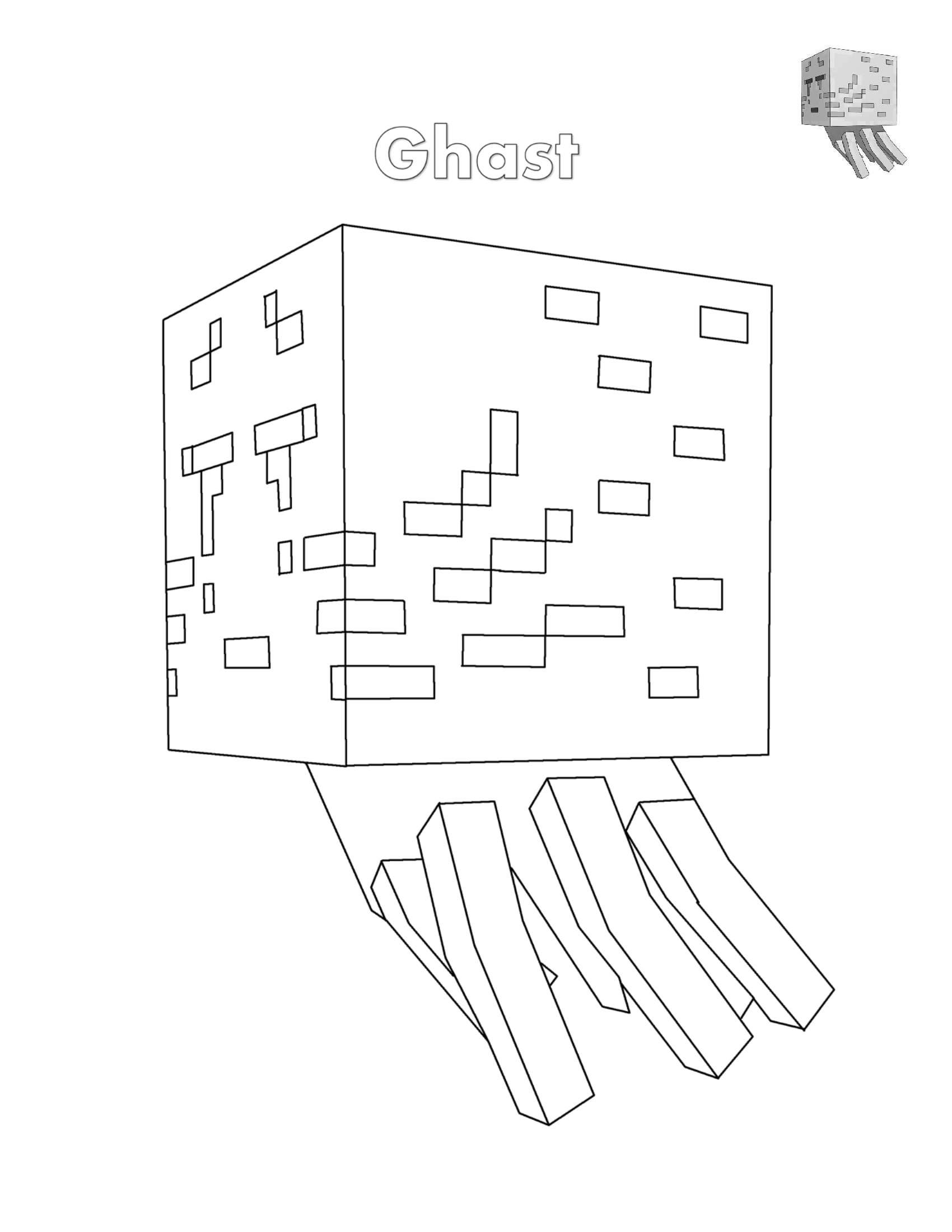 Coloriage Ghast Minecraft - Minecraft à imprimer