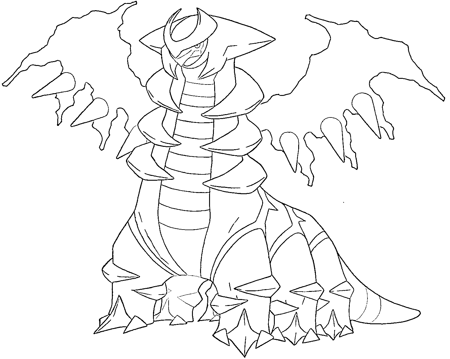 Coloriage Giratina Génération 4 - Pokémon légendaire à imprimer