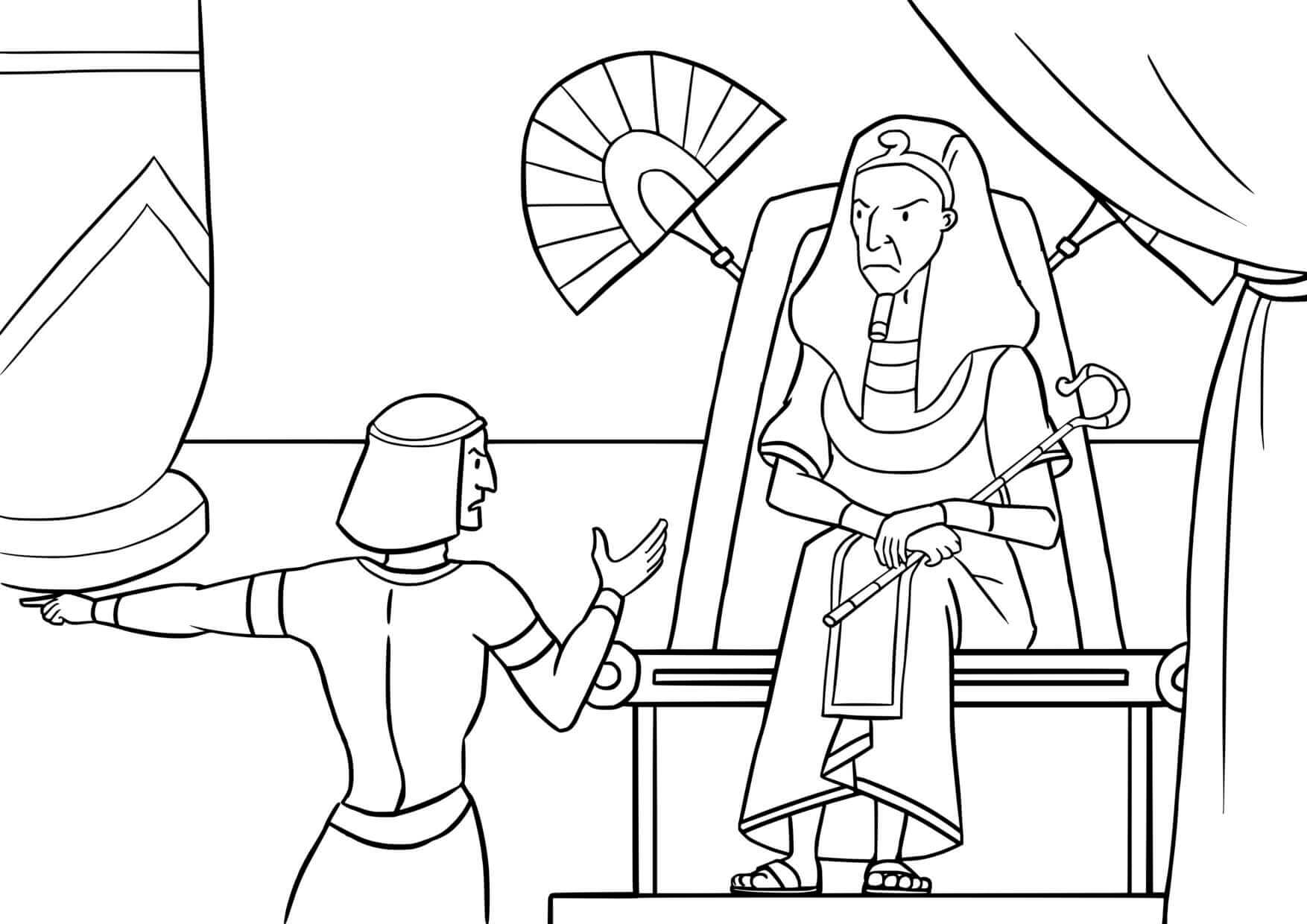 Coloriage Moïse face au Pharaon d'Égypte - Jésus à imprimer