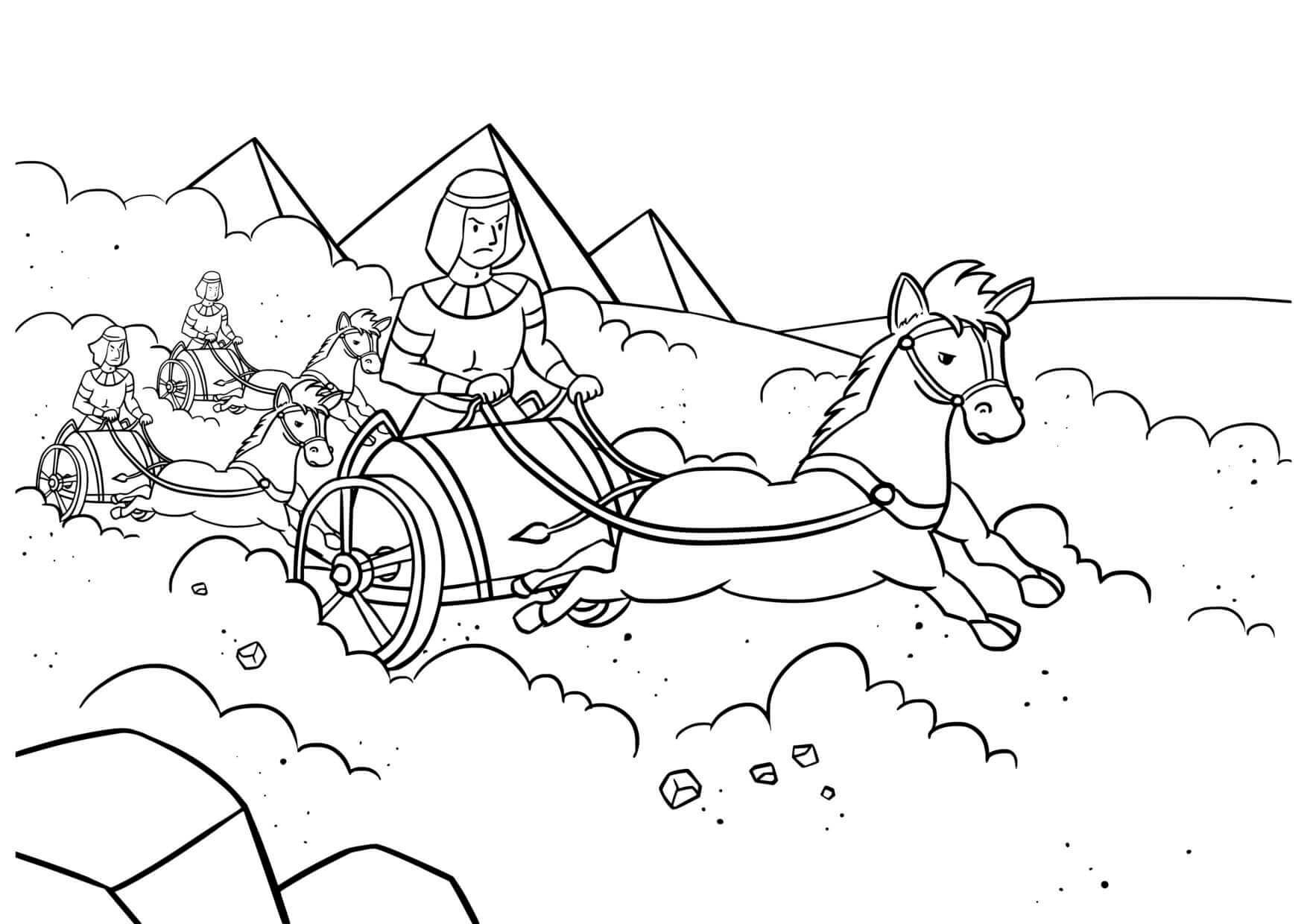 Coloriage Moïse et le Pharaon en confrontation - Jésus à imprimer