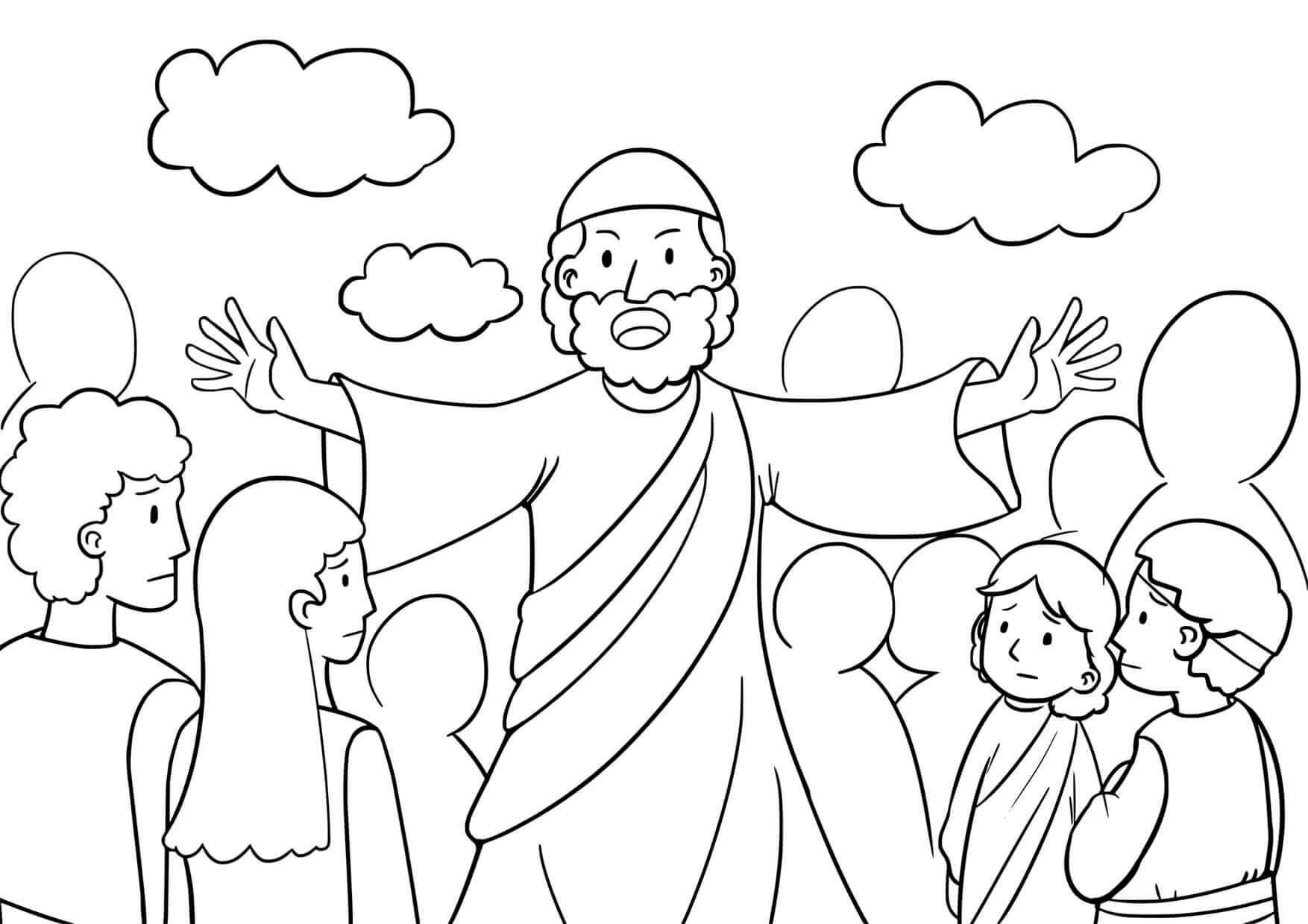 Coloriage Pharaon et Moïse scène de l'Exode - Jésus à imprimer