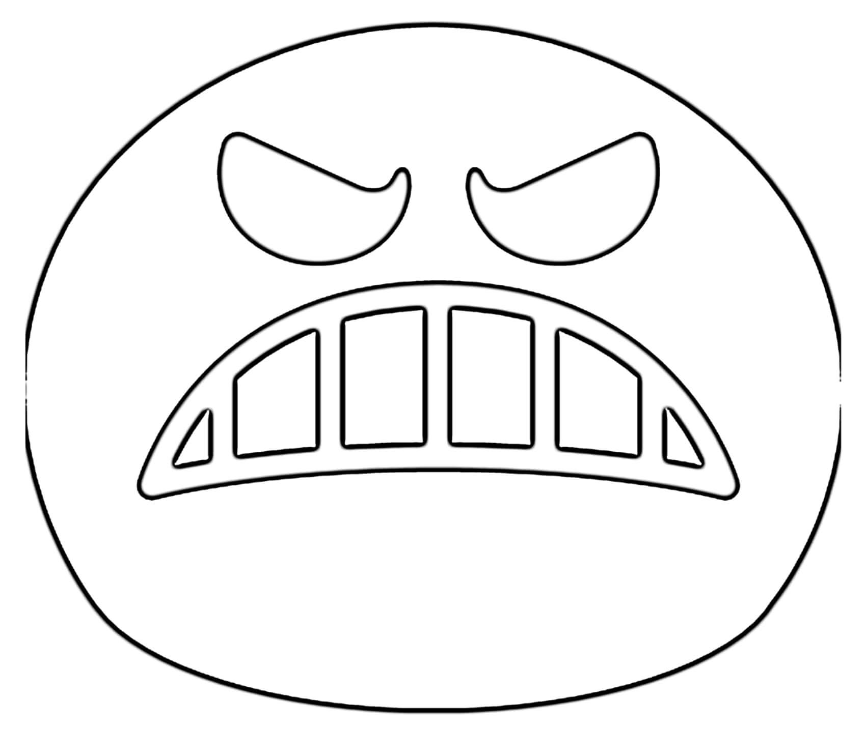 Coloriage Emoji Visage Fâché à Compléter - Emoji à imprimer