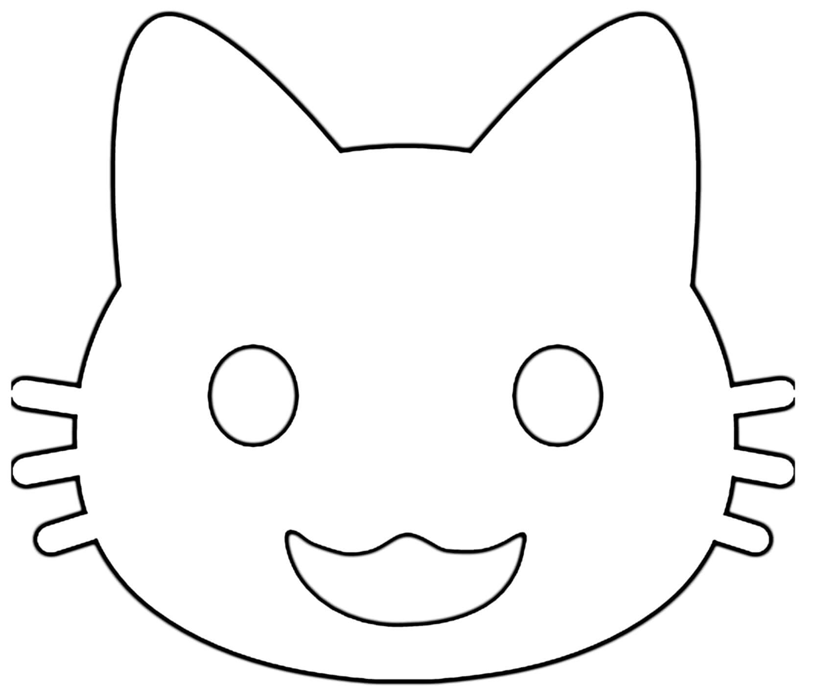Coloriage Chat souriant Google Emoji - Emoji à imprimer