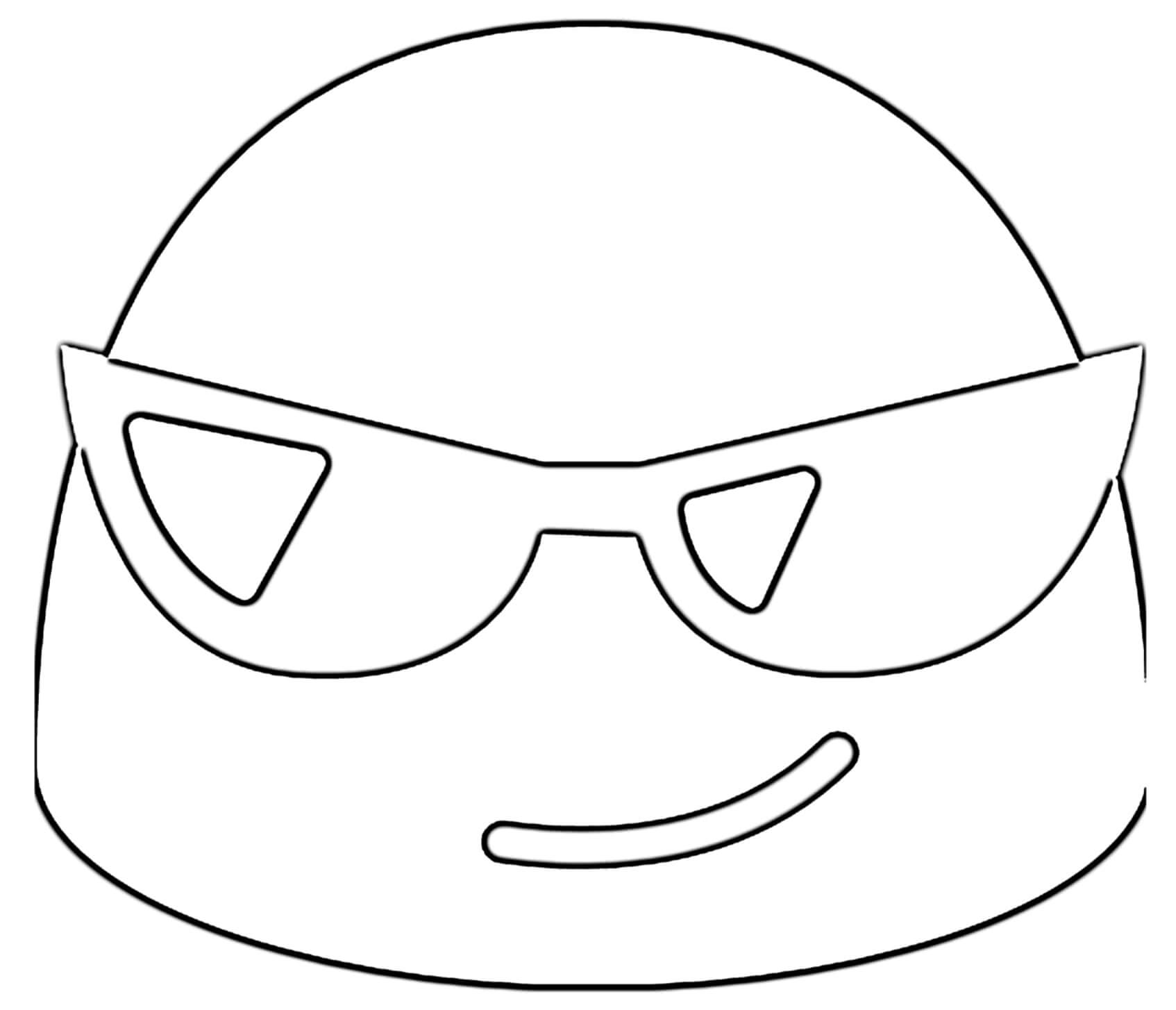 Coloriage Google Emoji Sunglasses - Emoji à imprimer