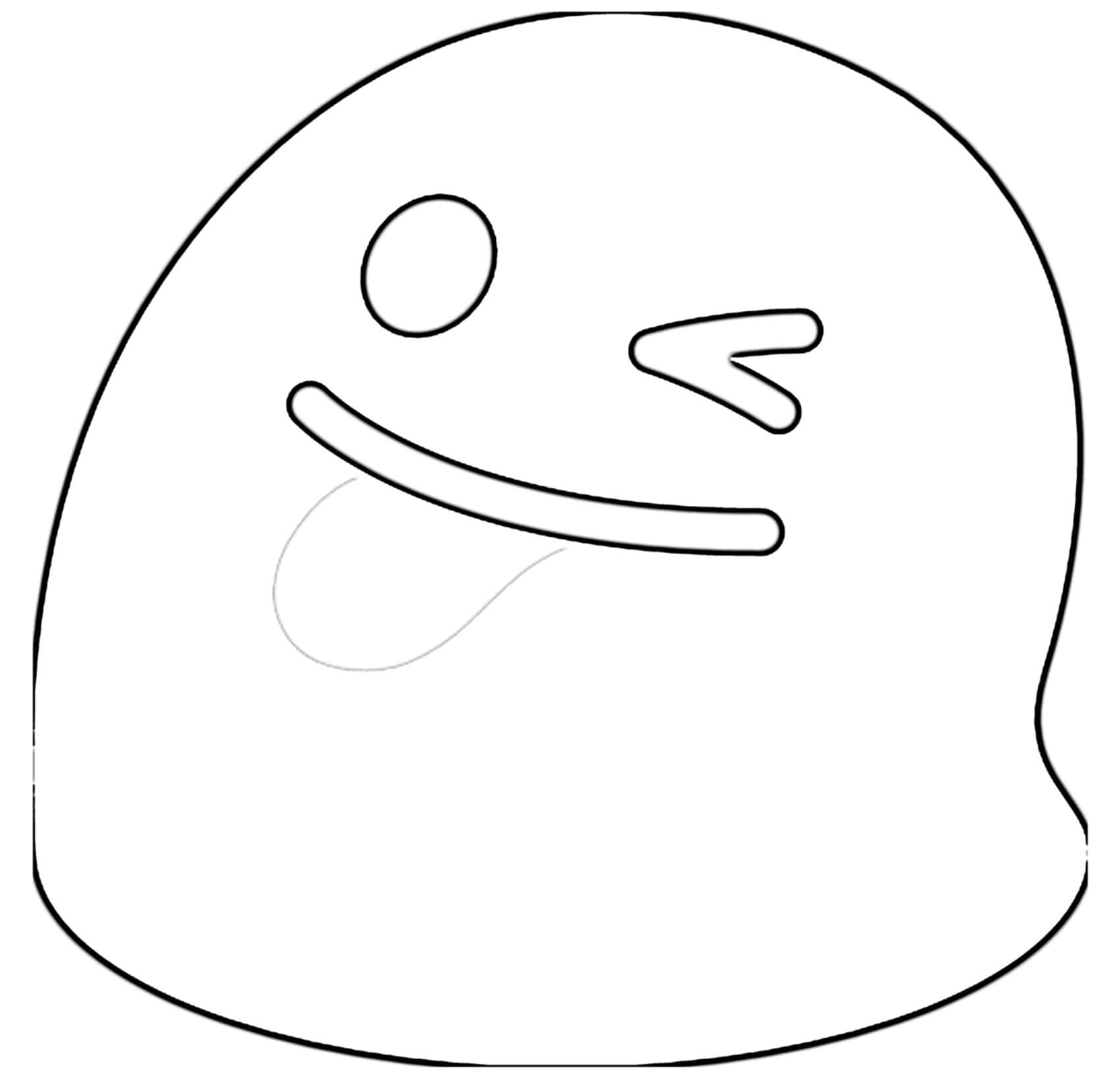 Coloriage Google Emoji Tongue - Emoji à imprimer