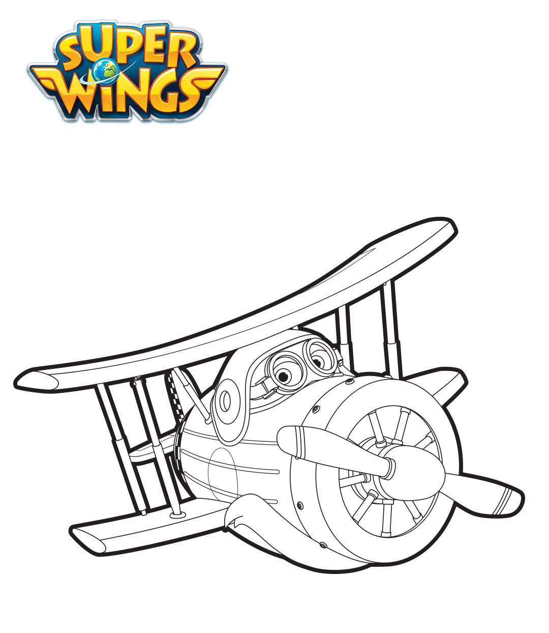 Coloriage Grand Albert En Mode Avion - Super wings à imprimer