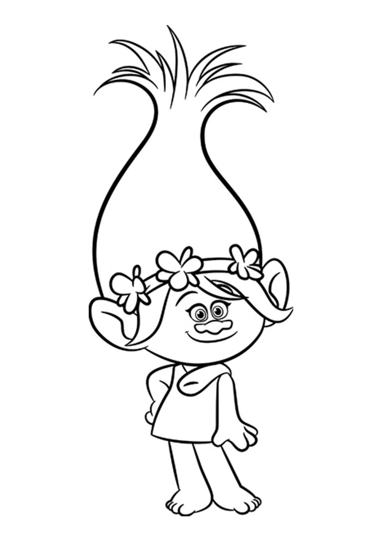 Coloriage Gulli Les Trolls Poppy Toujours Souriante - Gulli à imprimer