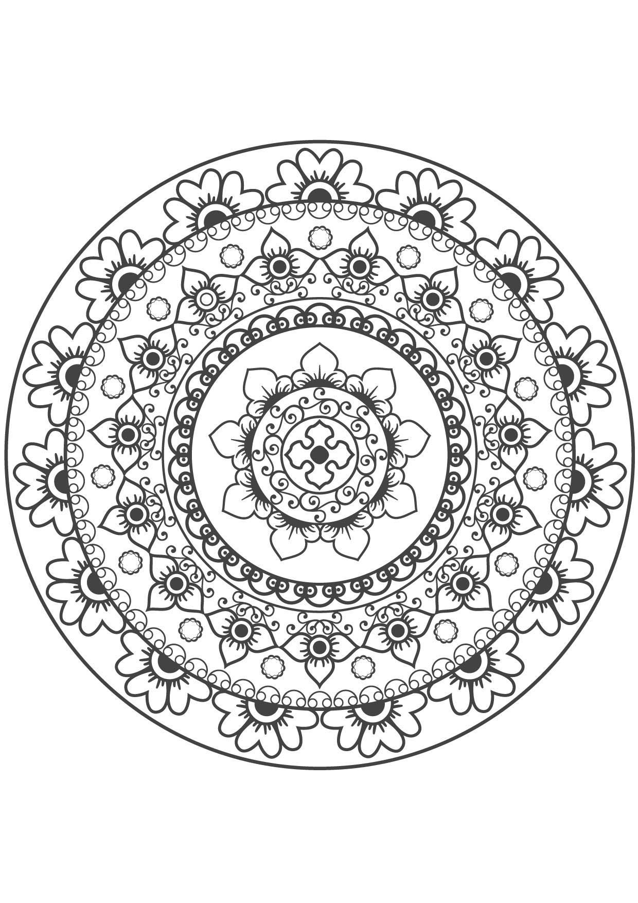 Coloriage Mandala floral Gulli aux motifs délicats - Gulli à imprimer