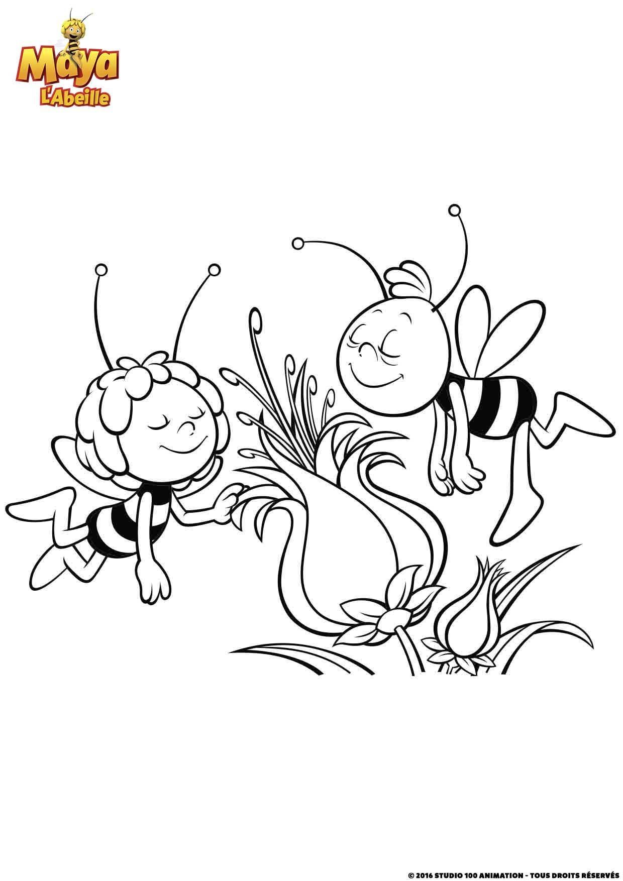 Coloriage Gulli Maya Et Willy Adorent Les Fleurs - Gulli à imprimer