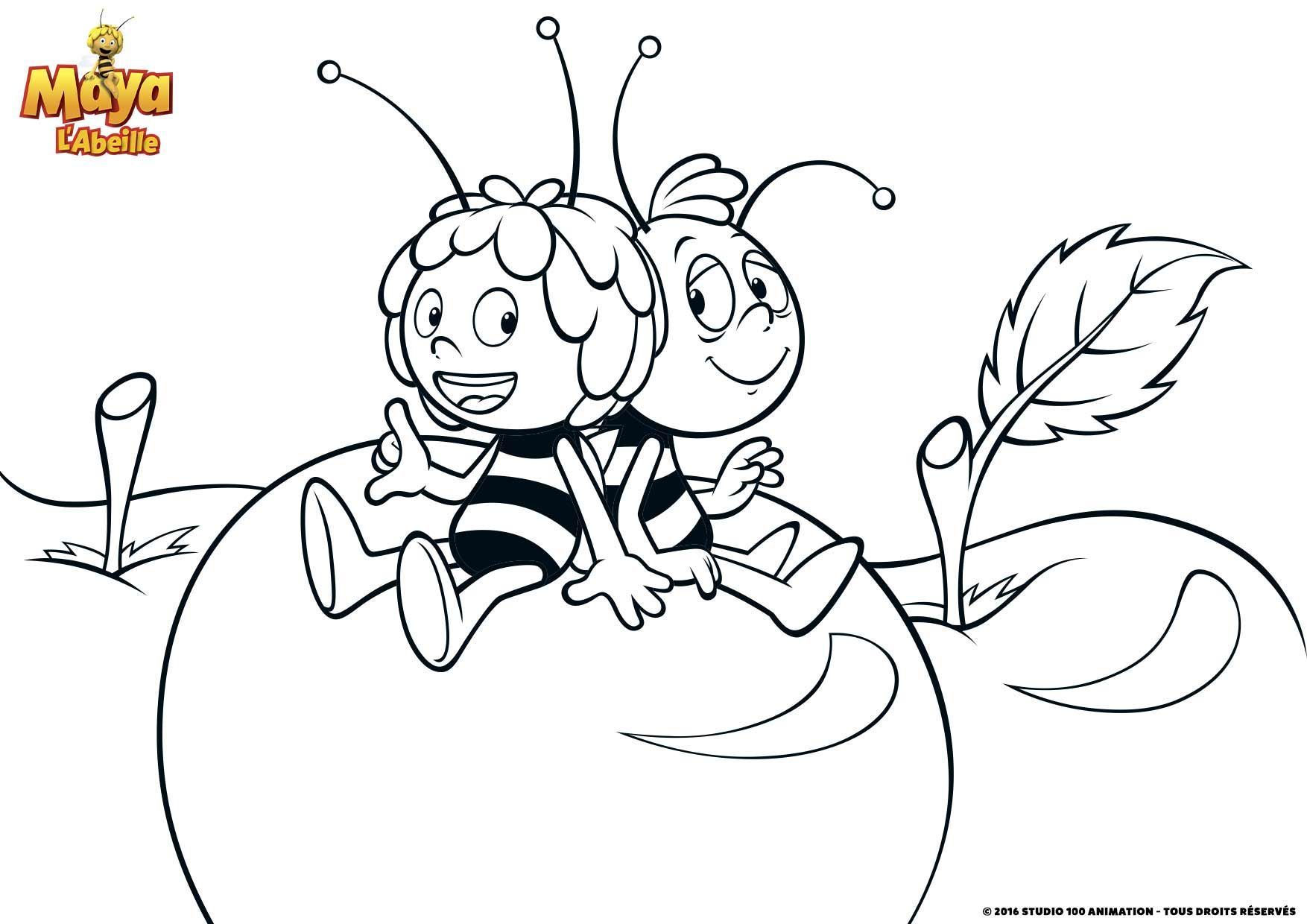 Coloriage Gulli Willy Et Maya Passent Du Bon Temps - Gulli à imprimer