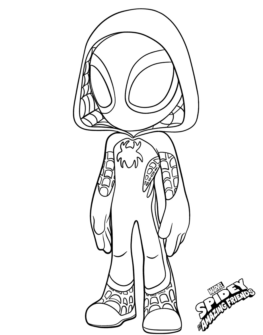Coloriage Gwen Stacy Ghost Spider Spidey Et Ses Amis - Spidey à imprimer