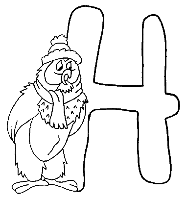 Coloriage H Maître Hibou - Alphabet à imprimer