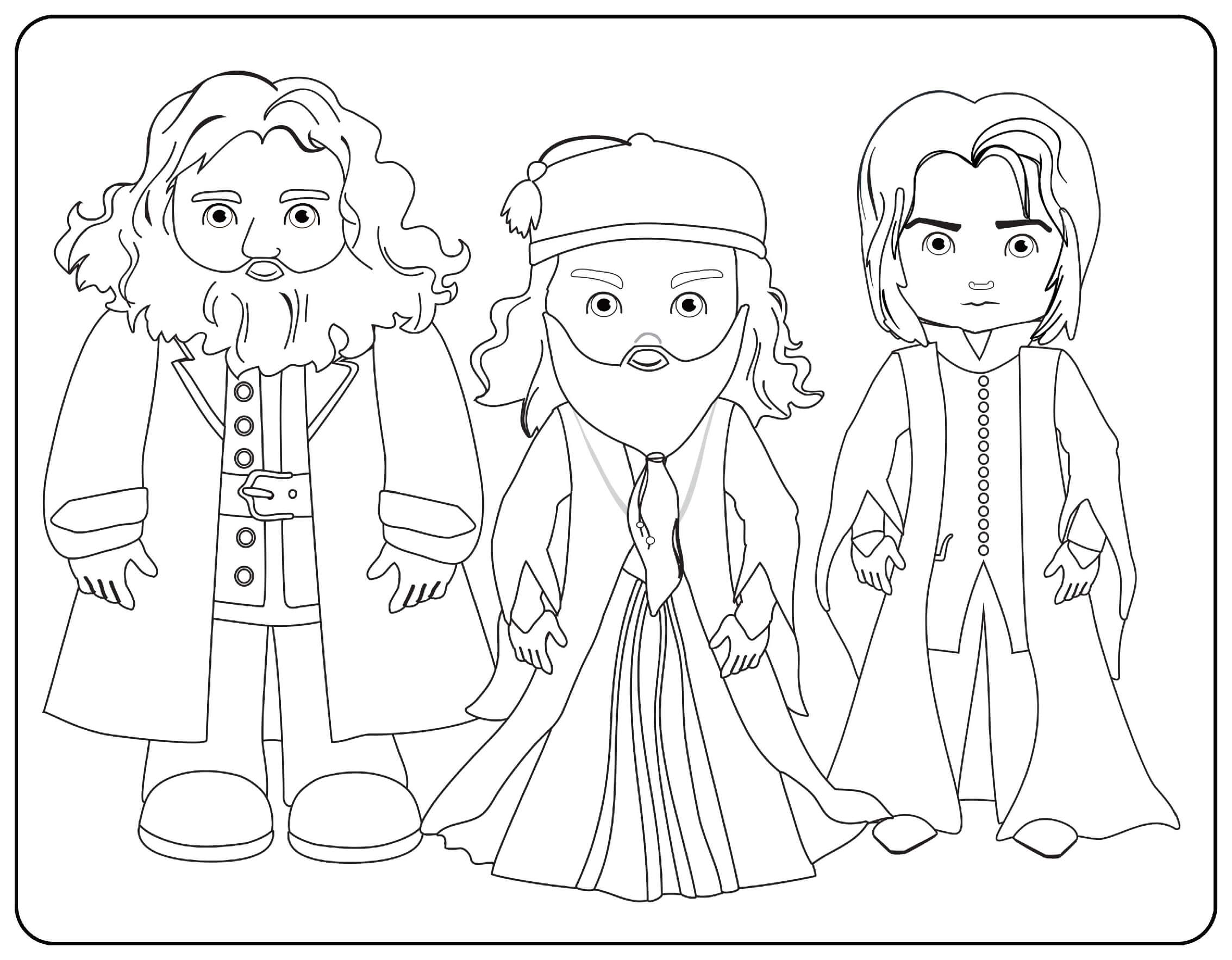 Coloriage Hagrid Dumbledore And Snape - Harry potter à imprimer