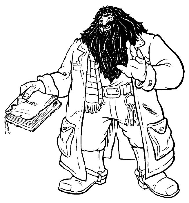 Coloriage Hagrid Avec Un Livre De Photos - Harry potter à imprimer