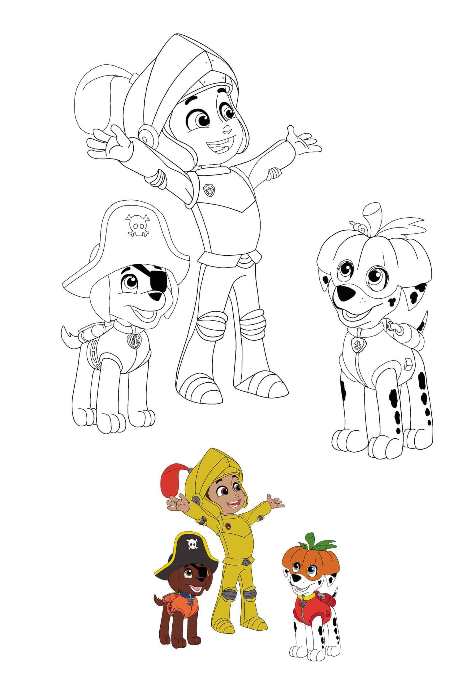 Coloriage Halloween Avec Marcus Et Zuma - Pat patrouille à imprimer