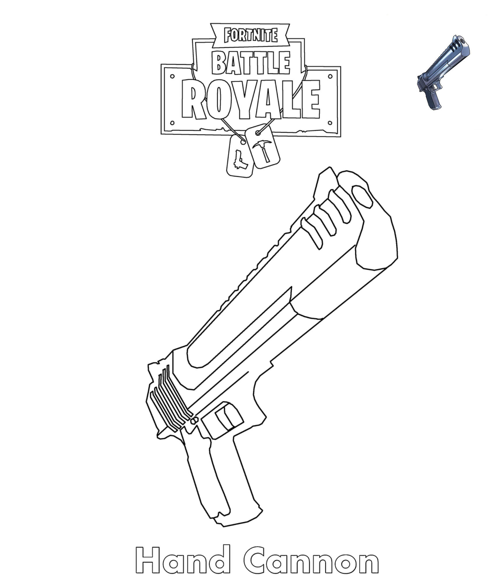 Coloriage Hand Cannon Fortnite Battle Royale - Fortnite à imprimer