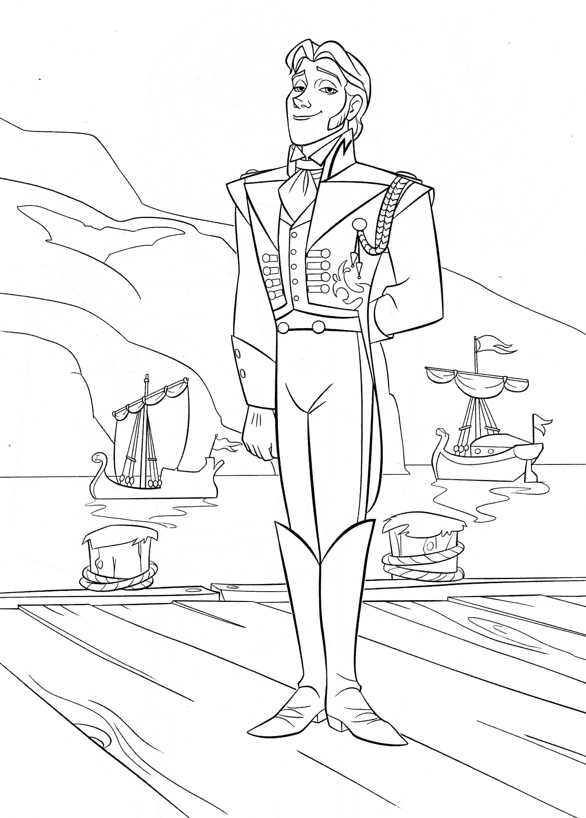 Coloriage Hans Bel Homme Royal Royaume Voisin - La Reine des neiges à imprimer