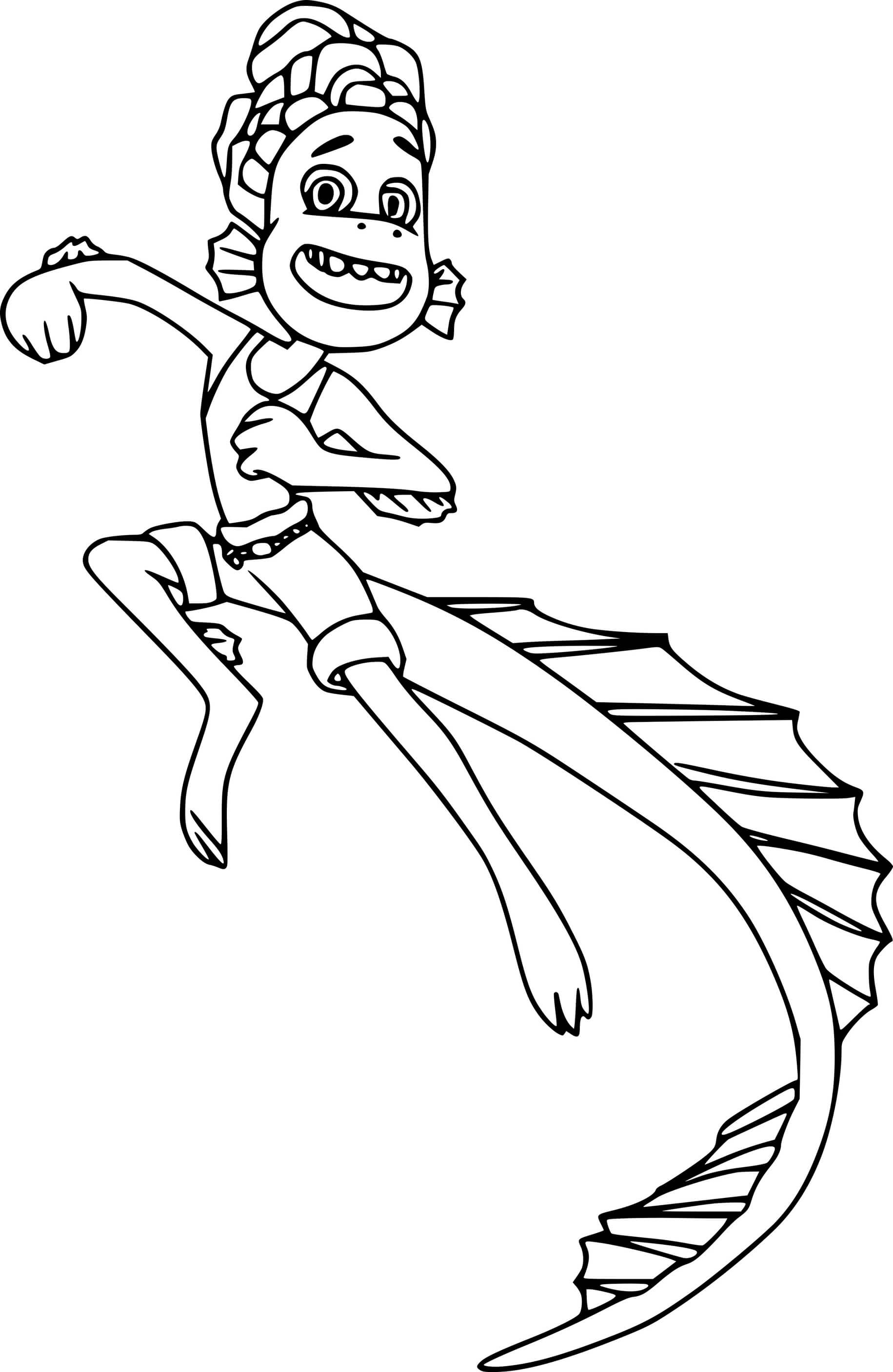 Coloriage Alberto monstre marin joyeux - Luca de Disney Pixar à imprimer