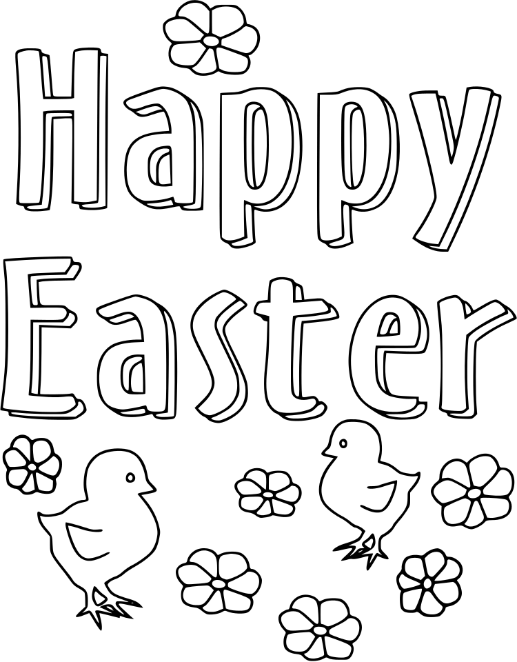 Coloriage Poussin de Pâques Souriant - Pâques à imprimer
