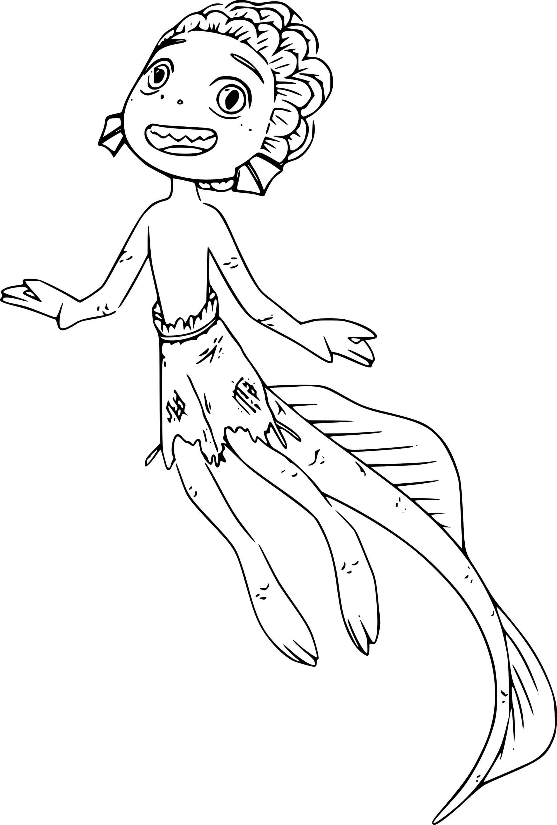 Coloriage Luca monstre marin heureux - Luca de Disney Pixar à imprimer