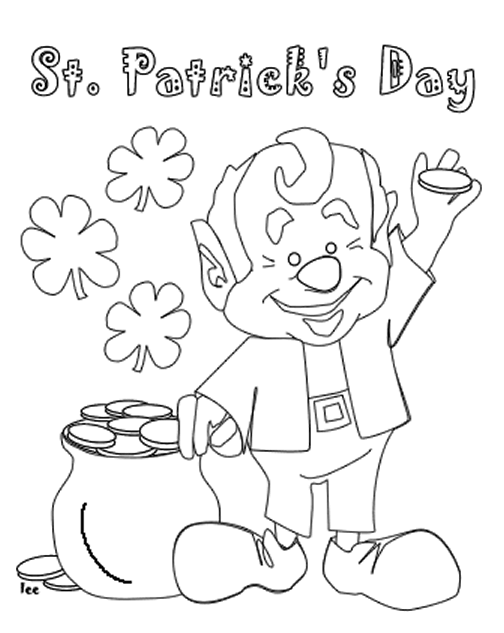 Coloriage Lutin de la Saint-Patrick - Saint Patrick à imprimer