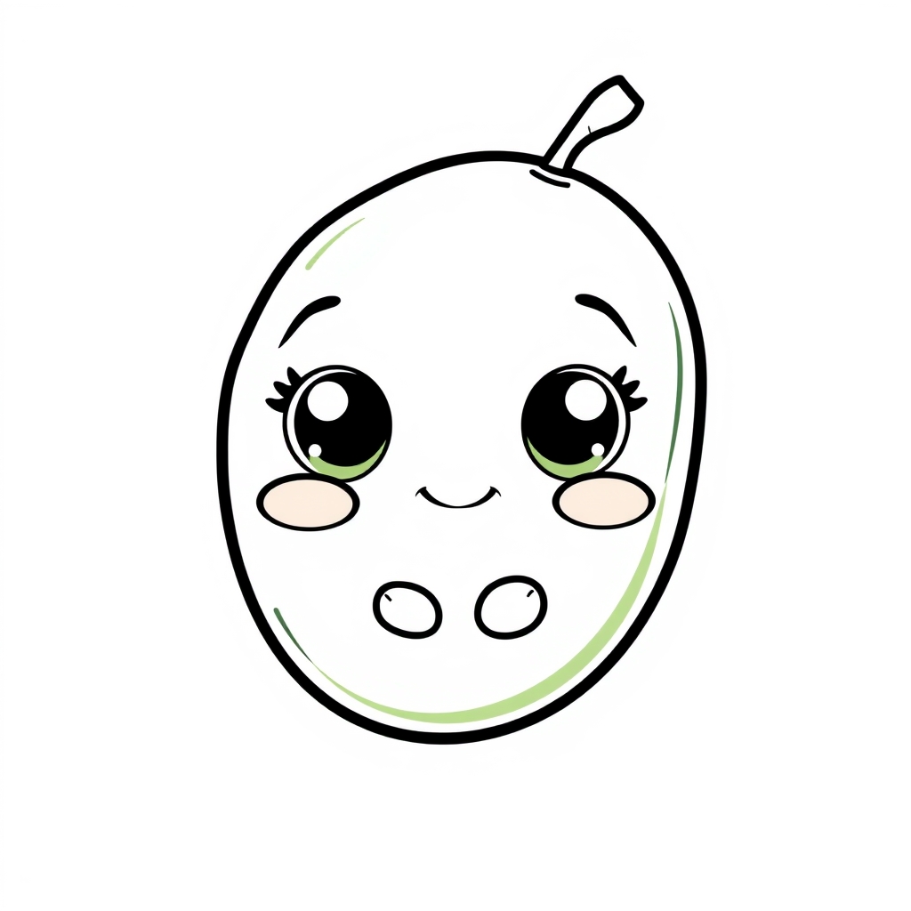 Coloriage Haricot Vert Légumes Kawaii - Legumes à imprimer