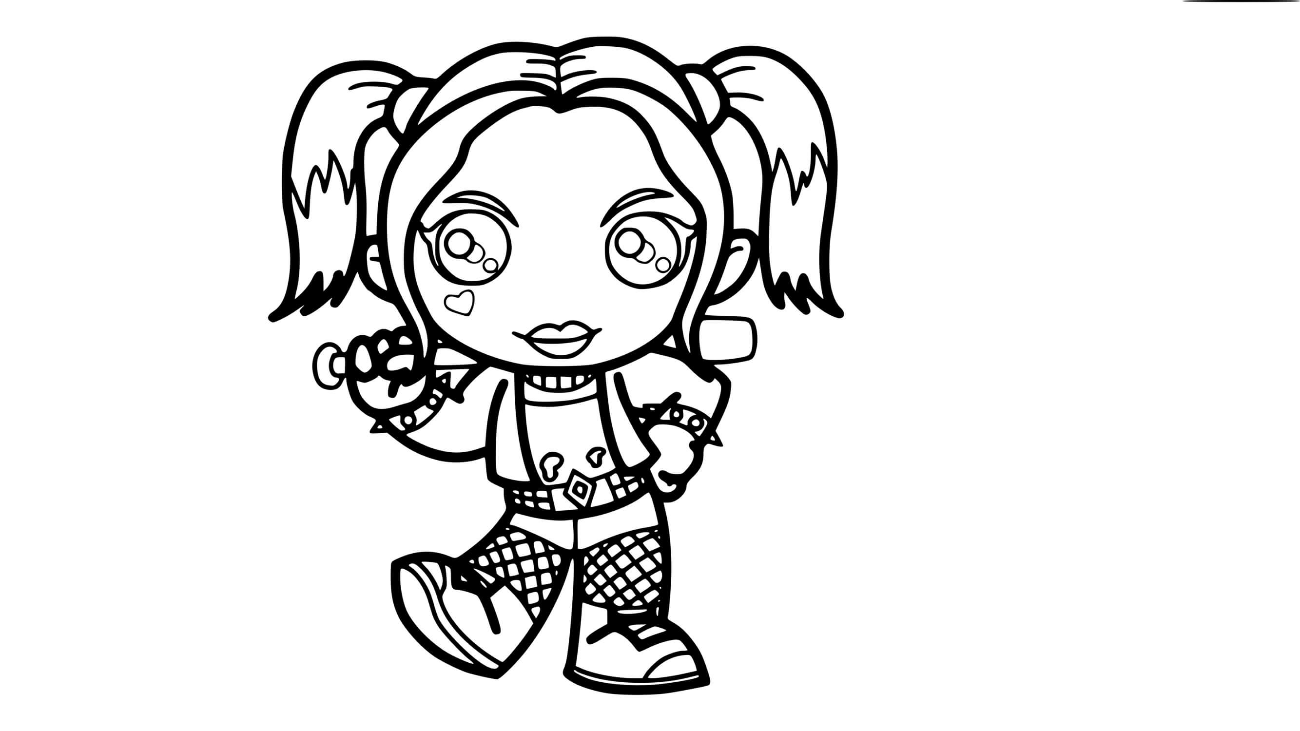 Coloriage Harley Quinn Kawaii Suicide Squad - Harley quinn à imprimer
