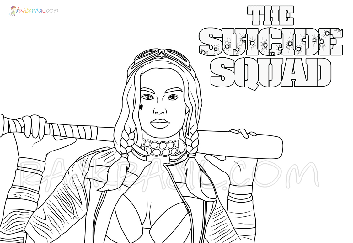 Coloriage Harley Quinn Suicide Squad Logo - Harley quinn à imprimer
