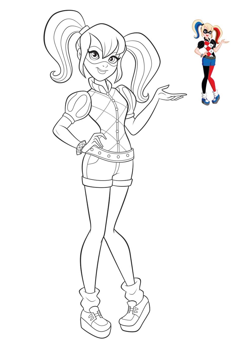 Coloriage Harley Quinn Super Hero Girls - DC Super Hero Girls à imprimer