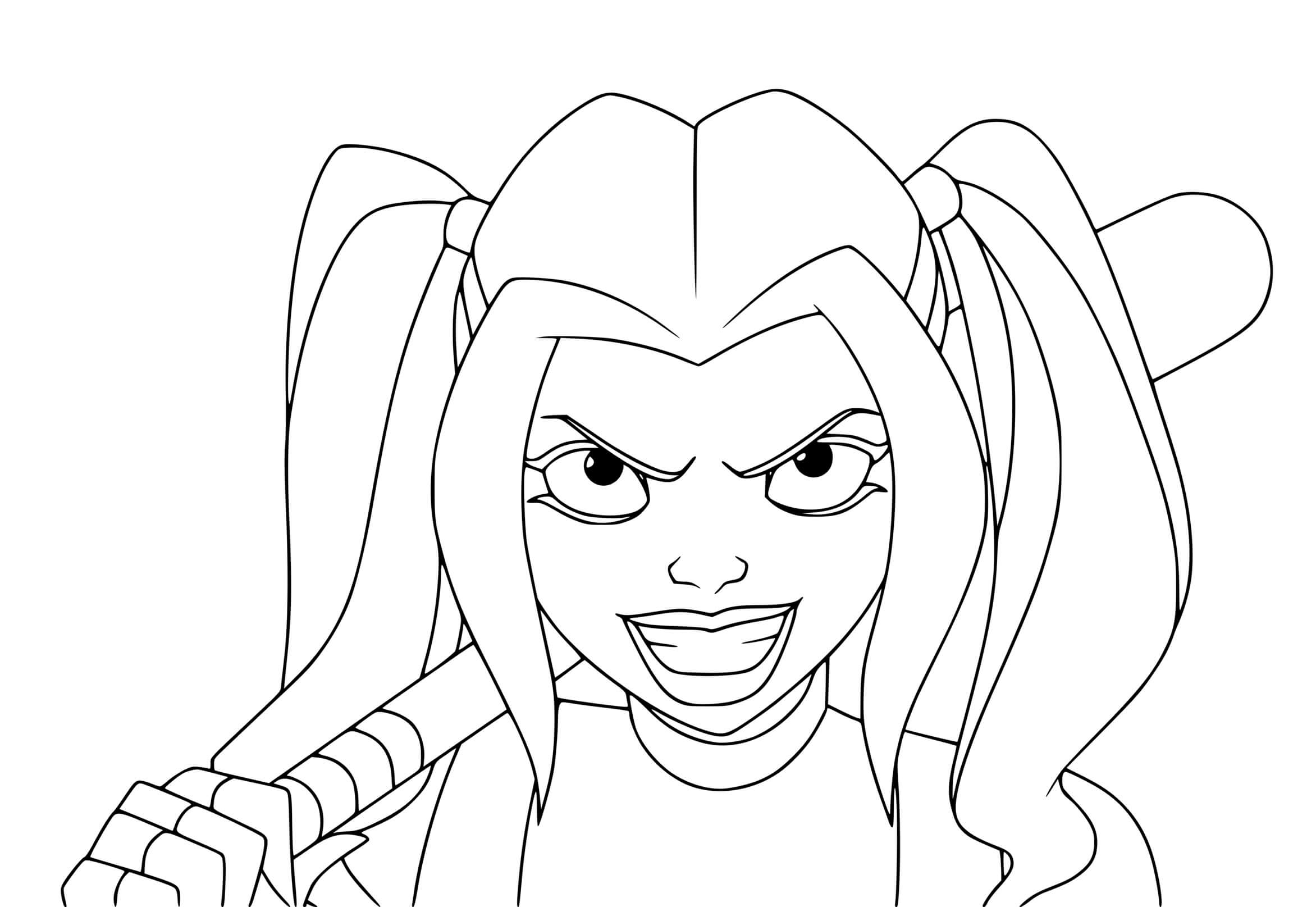 Coloriage Harley Quinn En Mission De Recherche Et Destruction Dans Une Jungle - Harley quinn à imprimer