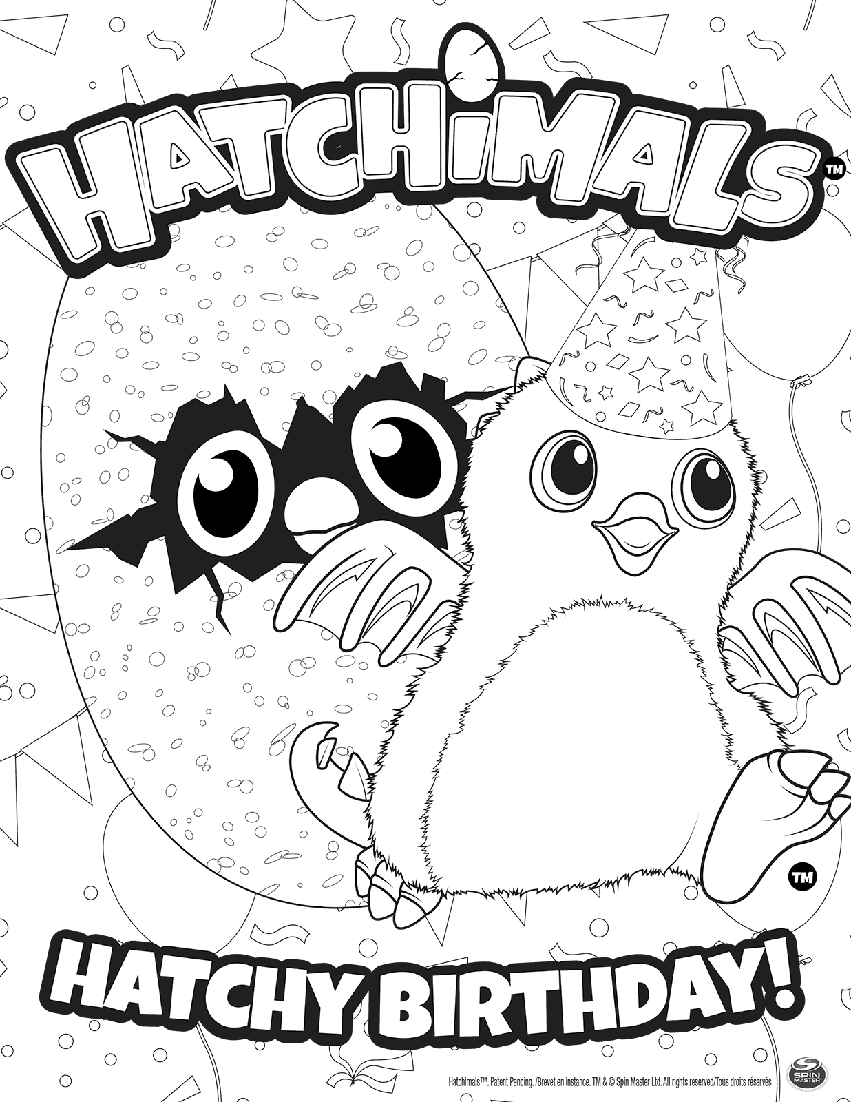Coloriage Hatchimals Joyeux Anniversaire - Hatchimals à imprimer