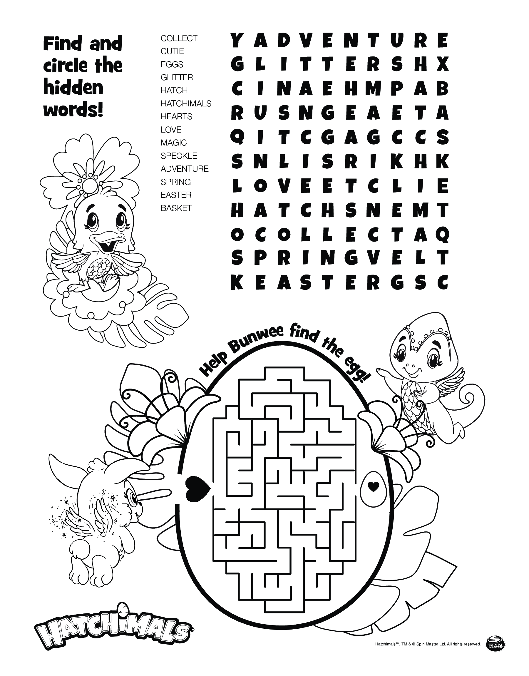 Coloriage Hatchimals Puzzle Sheet - Hatchimals à imprimer