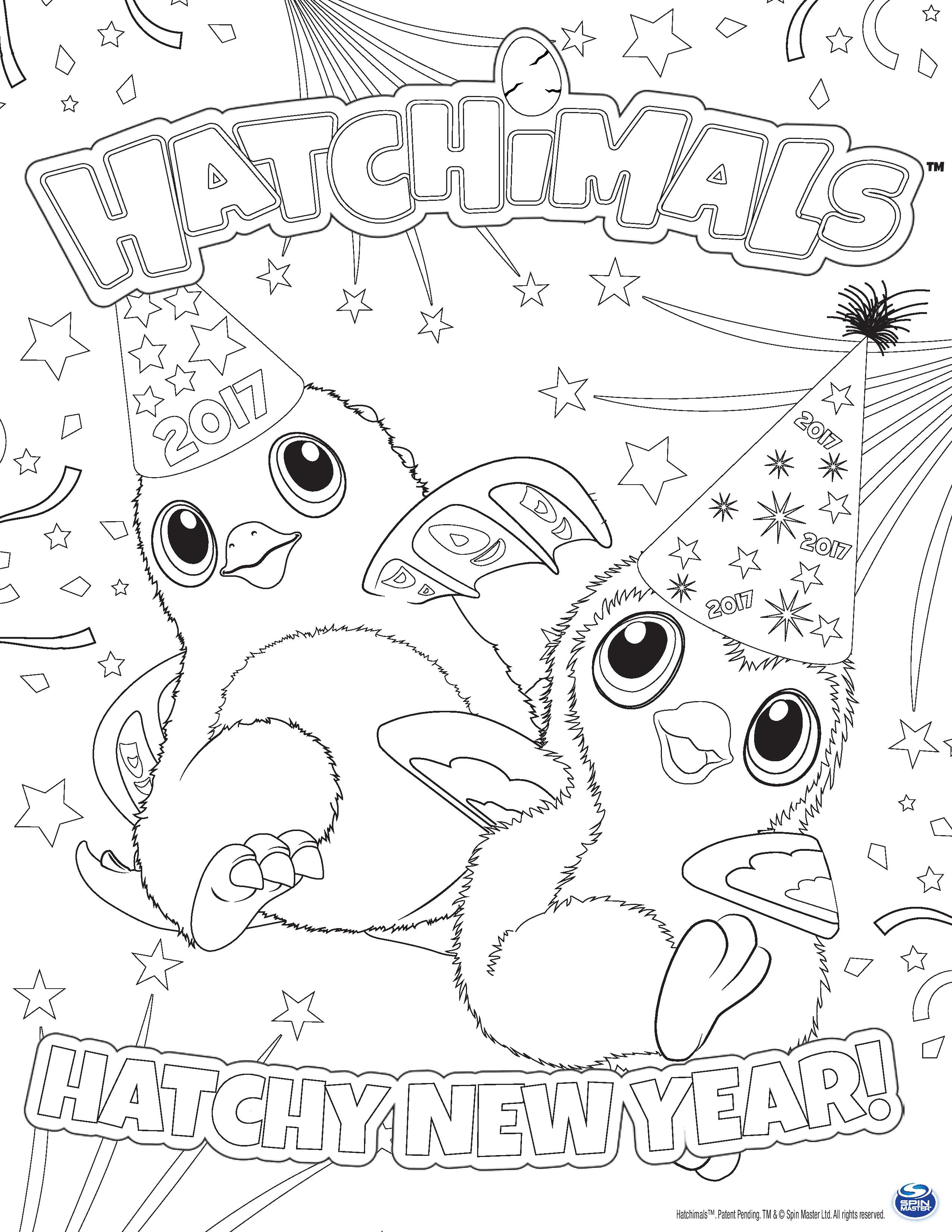 Coloriage Hatchimals Nouvel An 2017 Hatchy - Hatchimals à imprimer