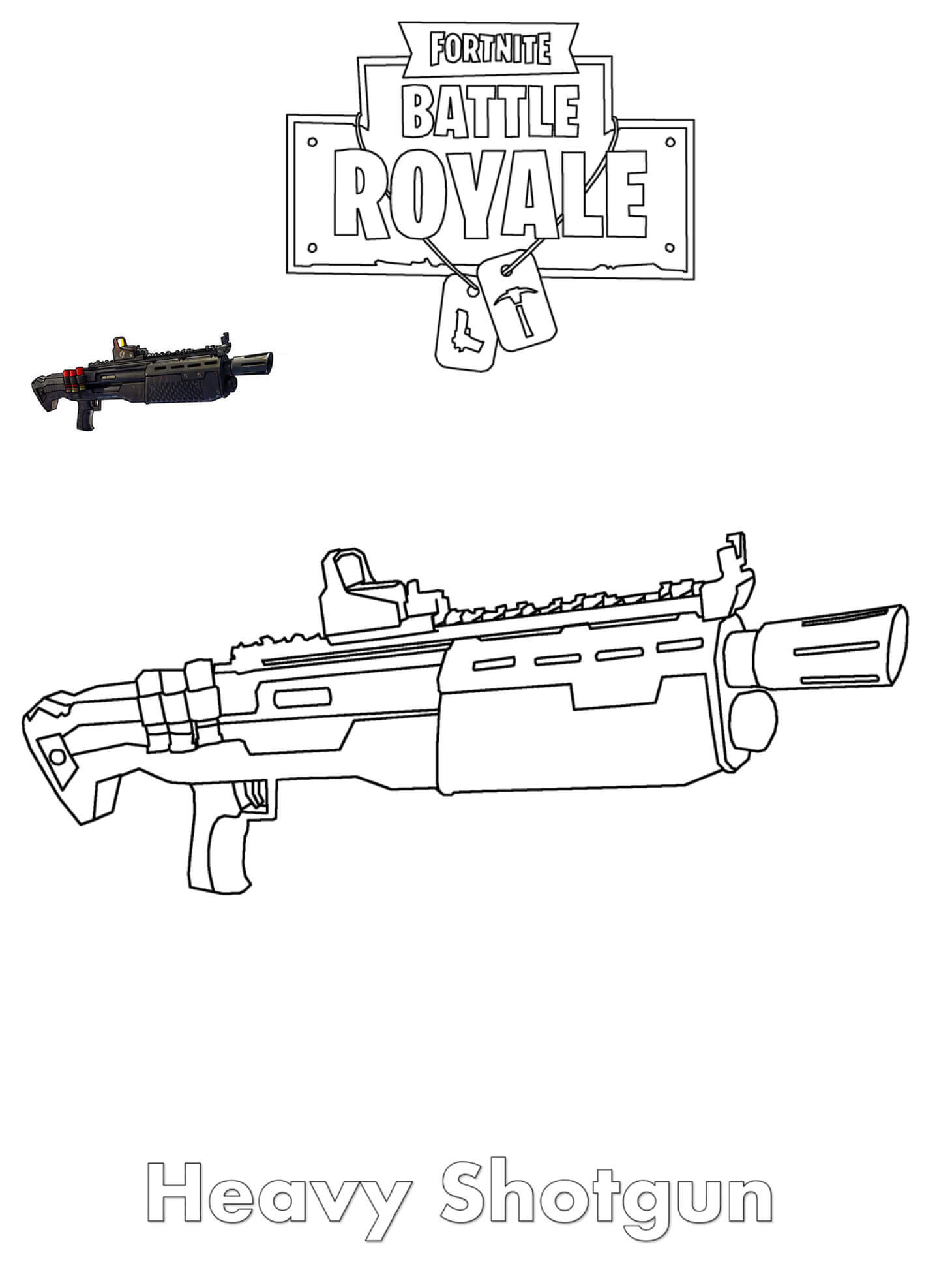 Coloriage Heavy Shotgun Fortnite - Fortnite à imprimer