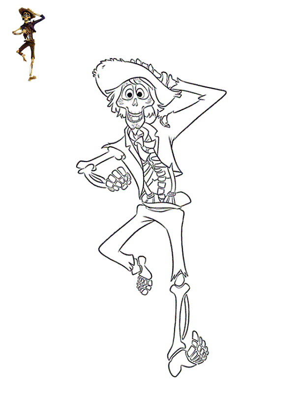 Coloriage Hector Etait Un Musicien Passionne De Santa Cecilia - Coco Disney à imprimer