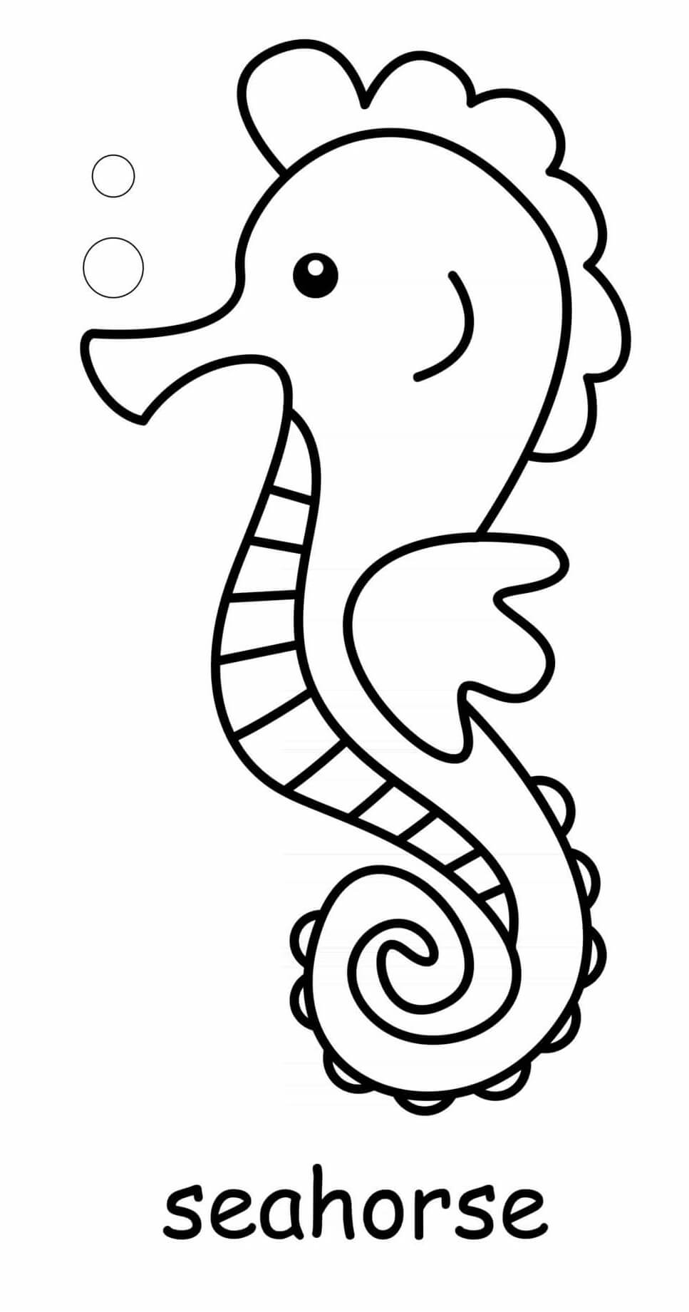 Coloriage Hippocampes Poisson Marin - Animal à imprimer