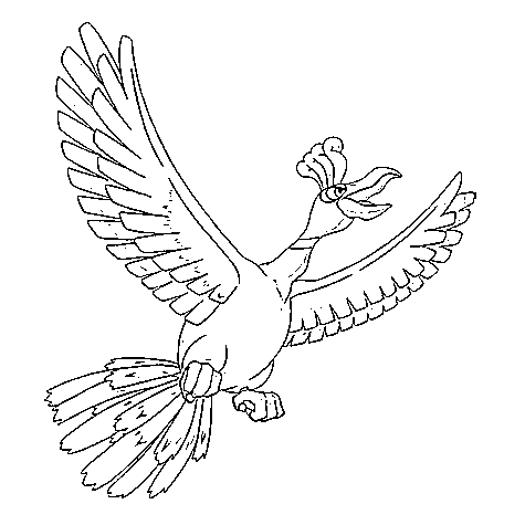 Coloriage Ho-Oh légendaire aux ailes flamboyantes - Pokémon légendaire à imprimer