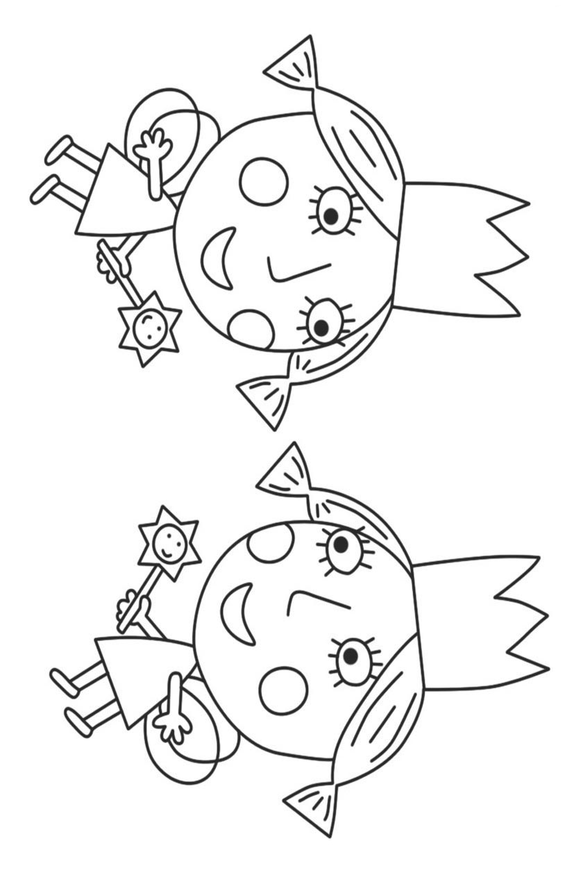 Coloriage Holly Et Son Amie - Le Petit Royaume de Ben et Holly à imprimer