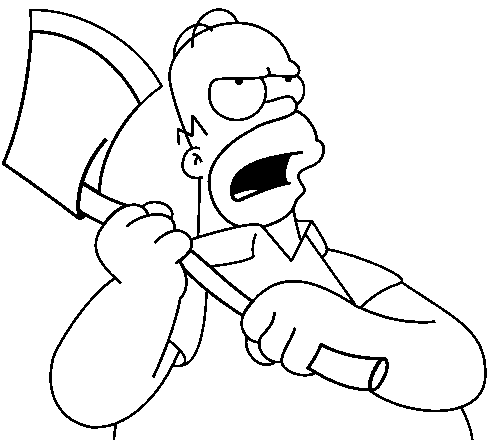 Coloriage Homer Avec Une Hache - Simpson à imprimer